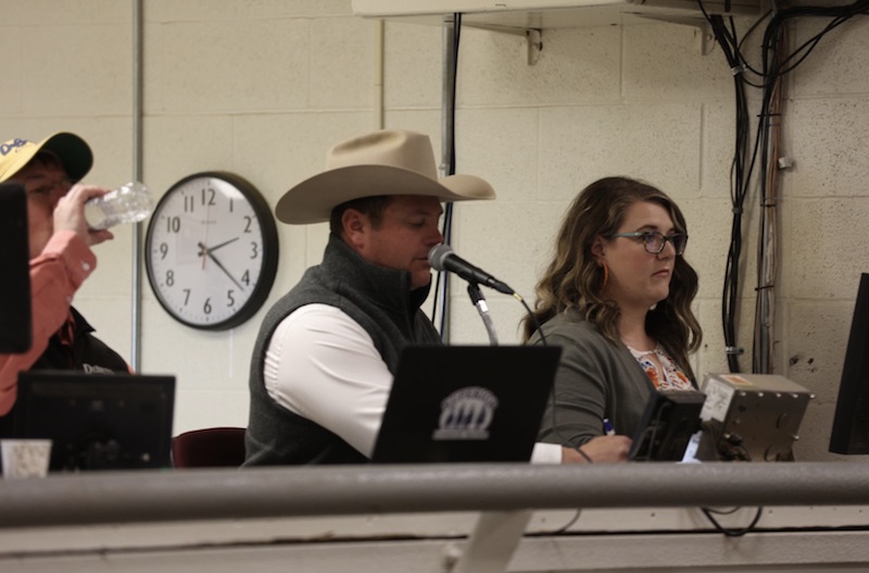 Commentator at DeBruycker Charolais bull sale in Montana